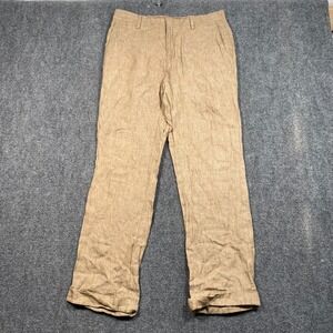 Baird McNutt Linen Murano Pants Mens 30x27‎ Tan Zac Classic Fit Chino Beach